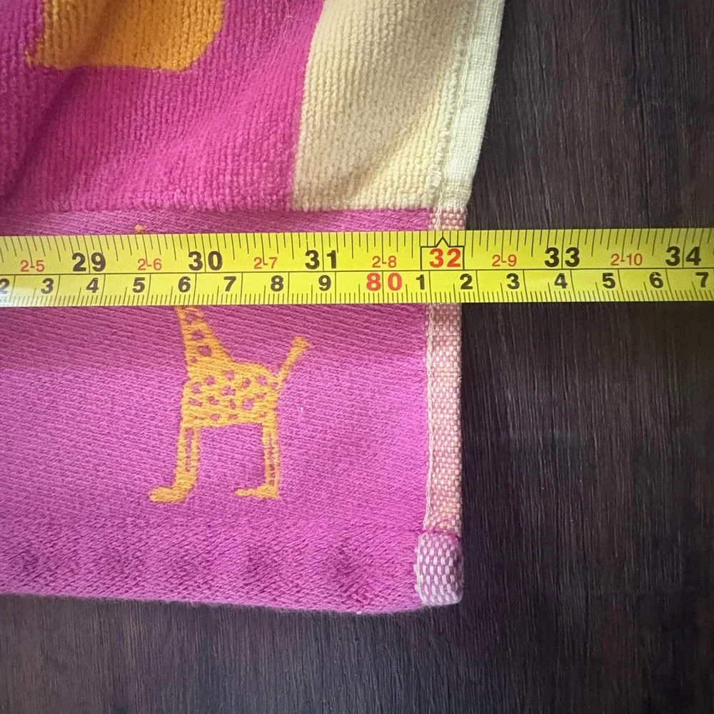 VTG Hayat Havlu Giraffe Sun Palm Tree Beach Towel Pink Orange Cotton Turkish